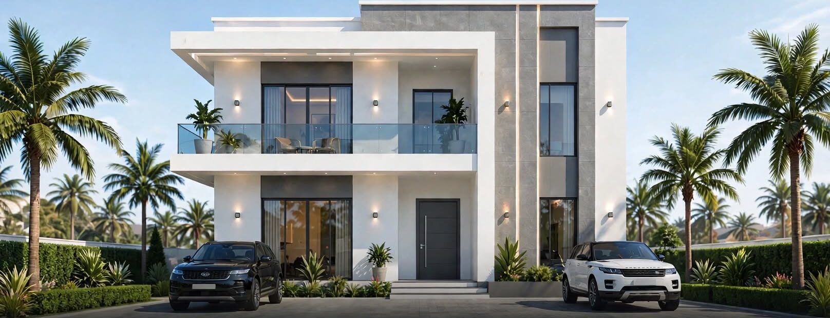 Modern white fully detached duplex at Palmera Residence, Karsana
